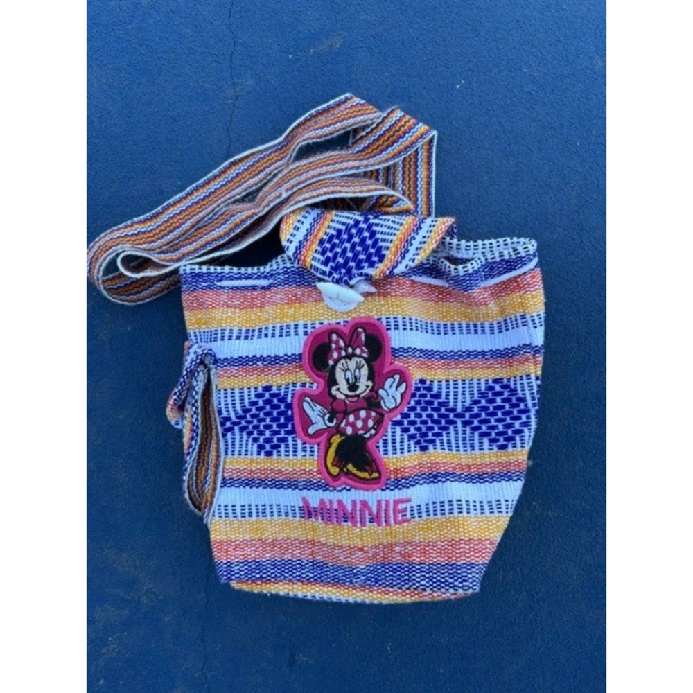 Vintage‎ Disney Minnie Mouse Baja Serape Woven Backpack Bag Multi Color Boho